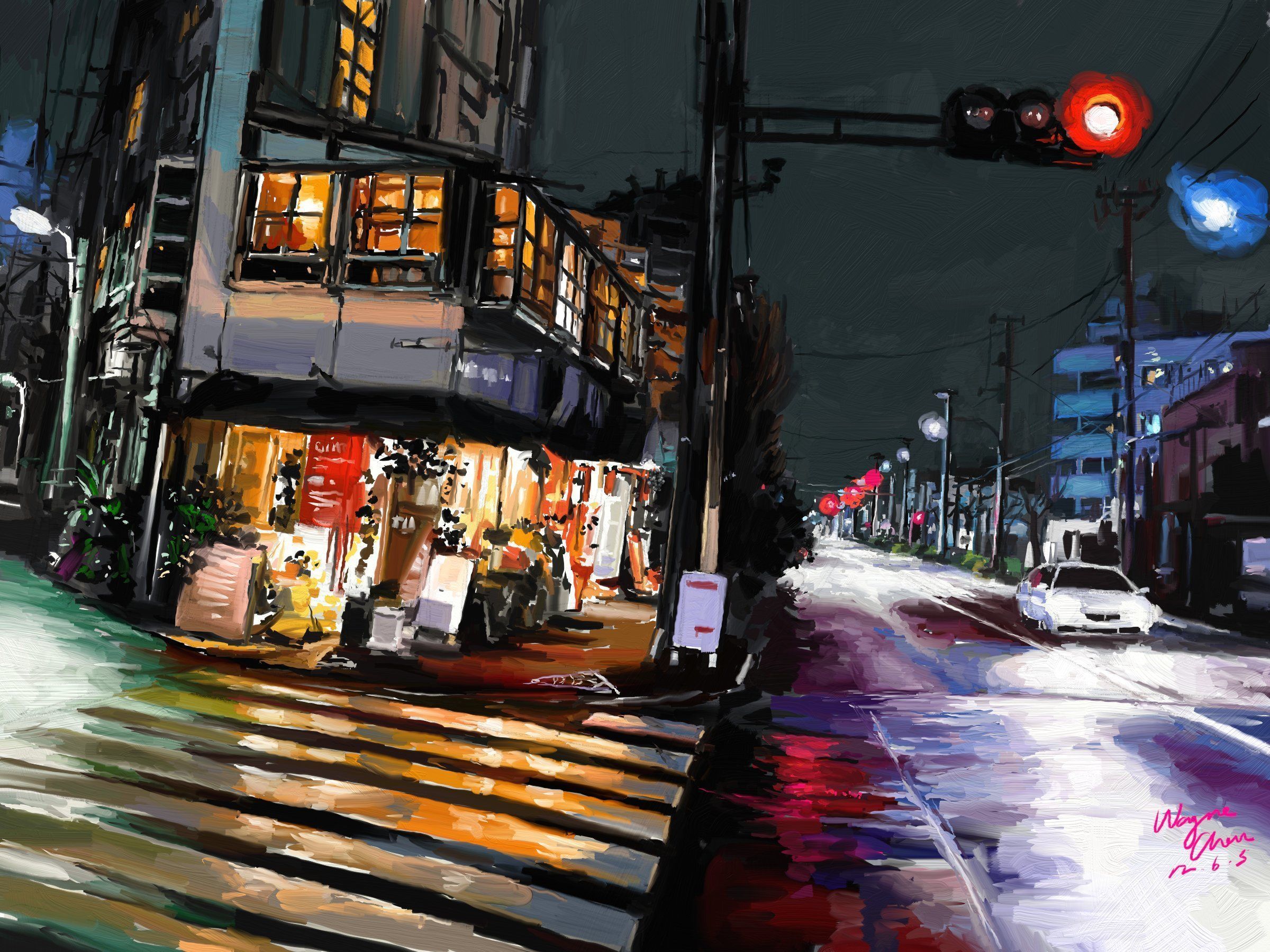 Download wallpaper art, shitub52, tokyo, city, night, lights, road ...