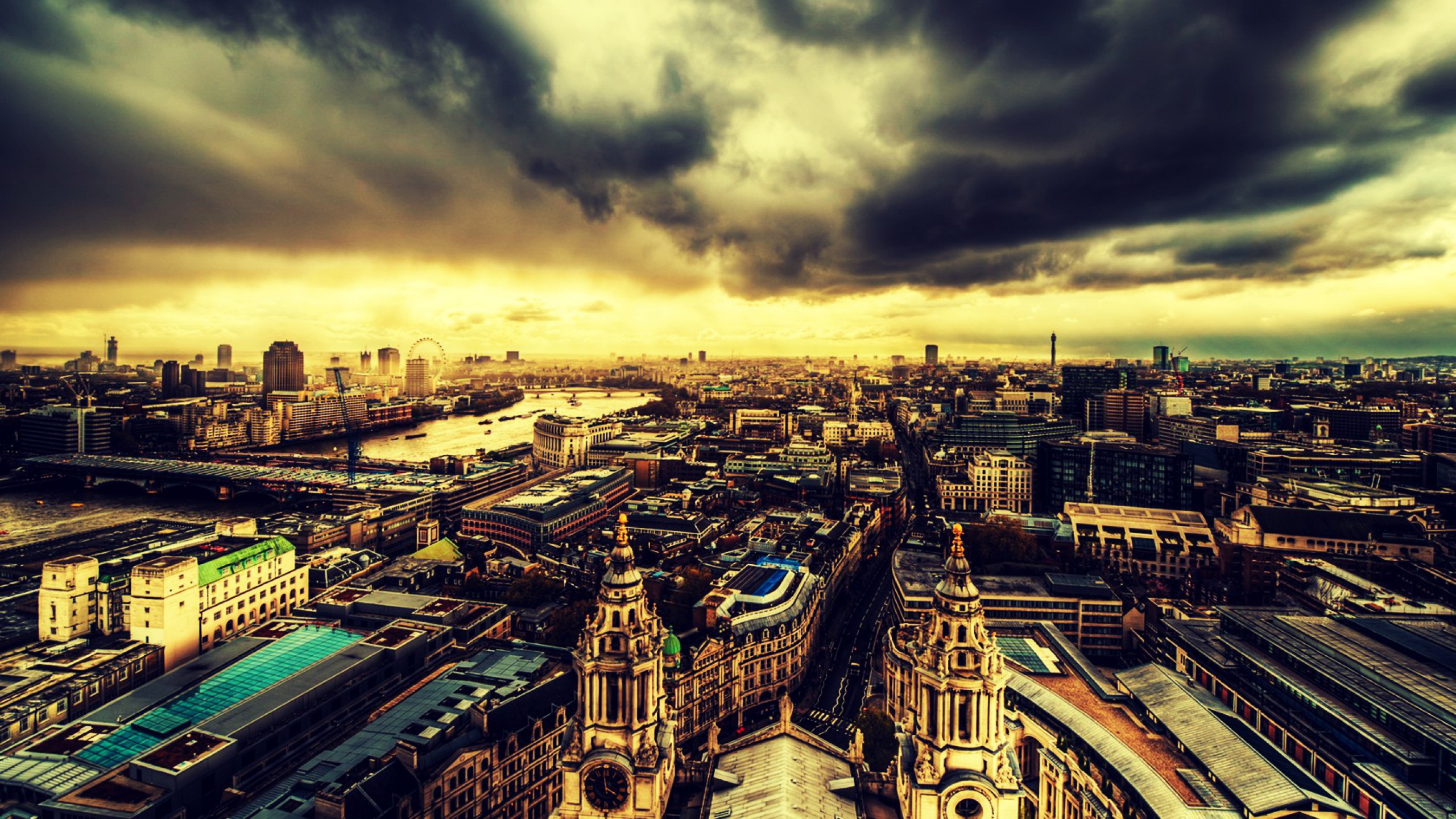 Download Wallpaper 2560x1440 London, Clouds, Buildings, Roof, Top ...