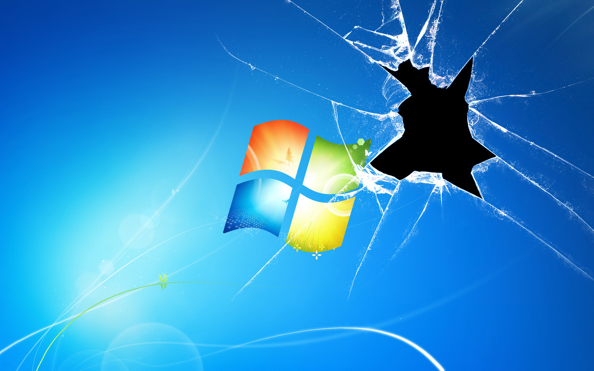 Desktop, glass, top, broken, windows, wallpaper