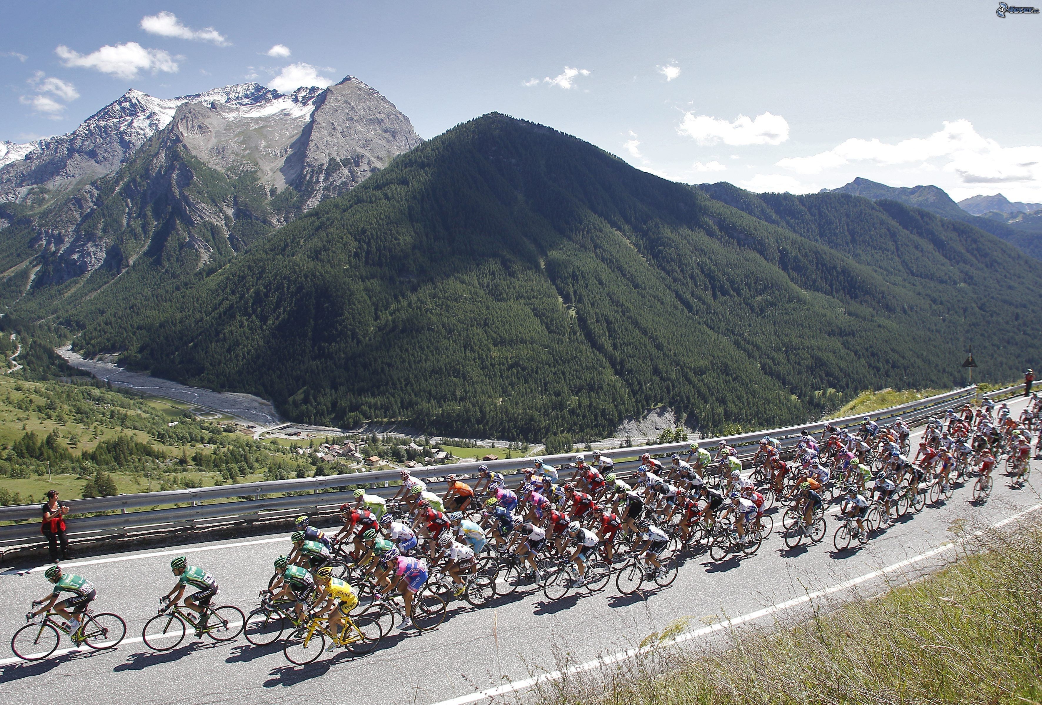 Tour de france, cyclists, hills, mountains, view, road 148555