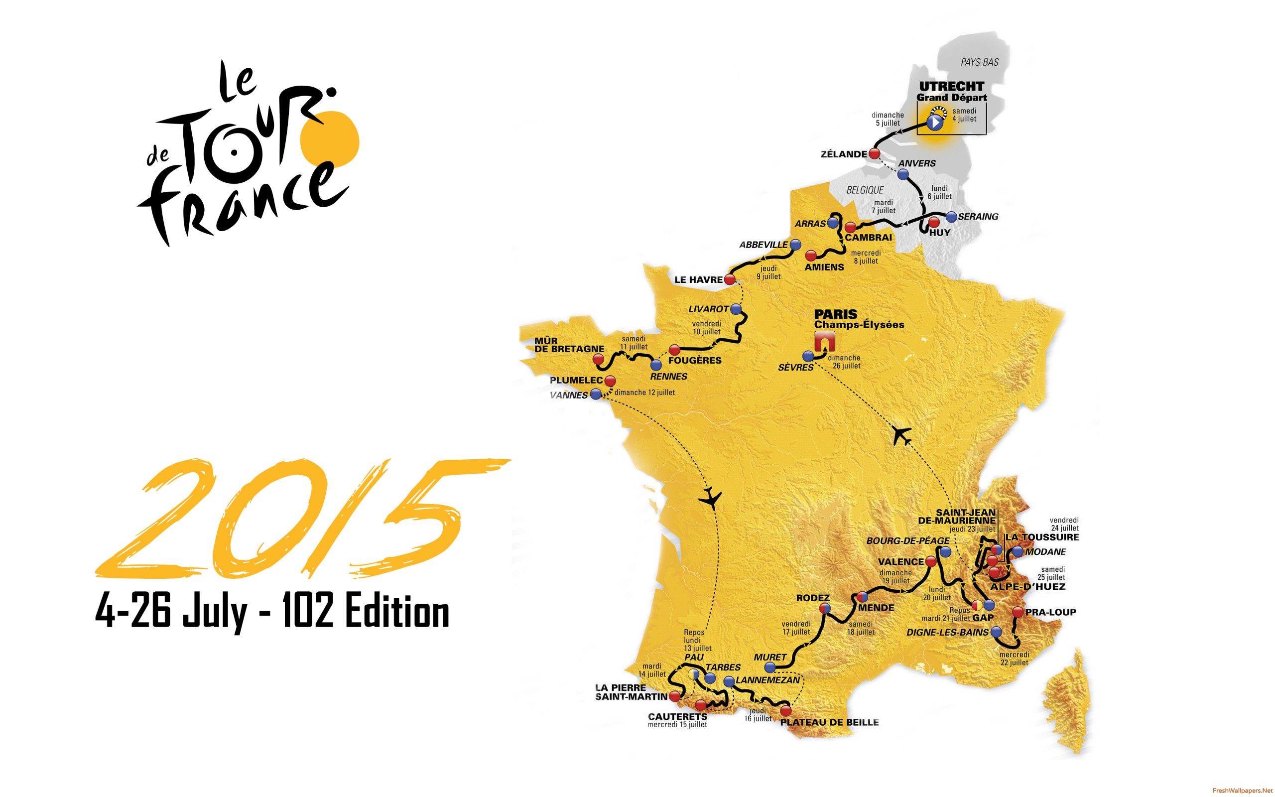 Le Tour De France 2015 Map Route wallpapers | Freshwallpapers