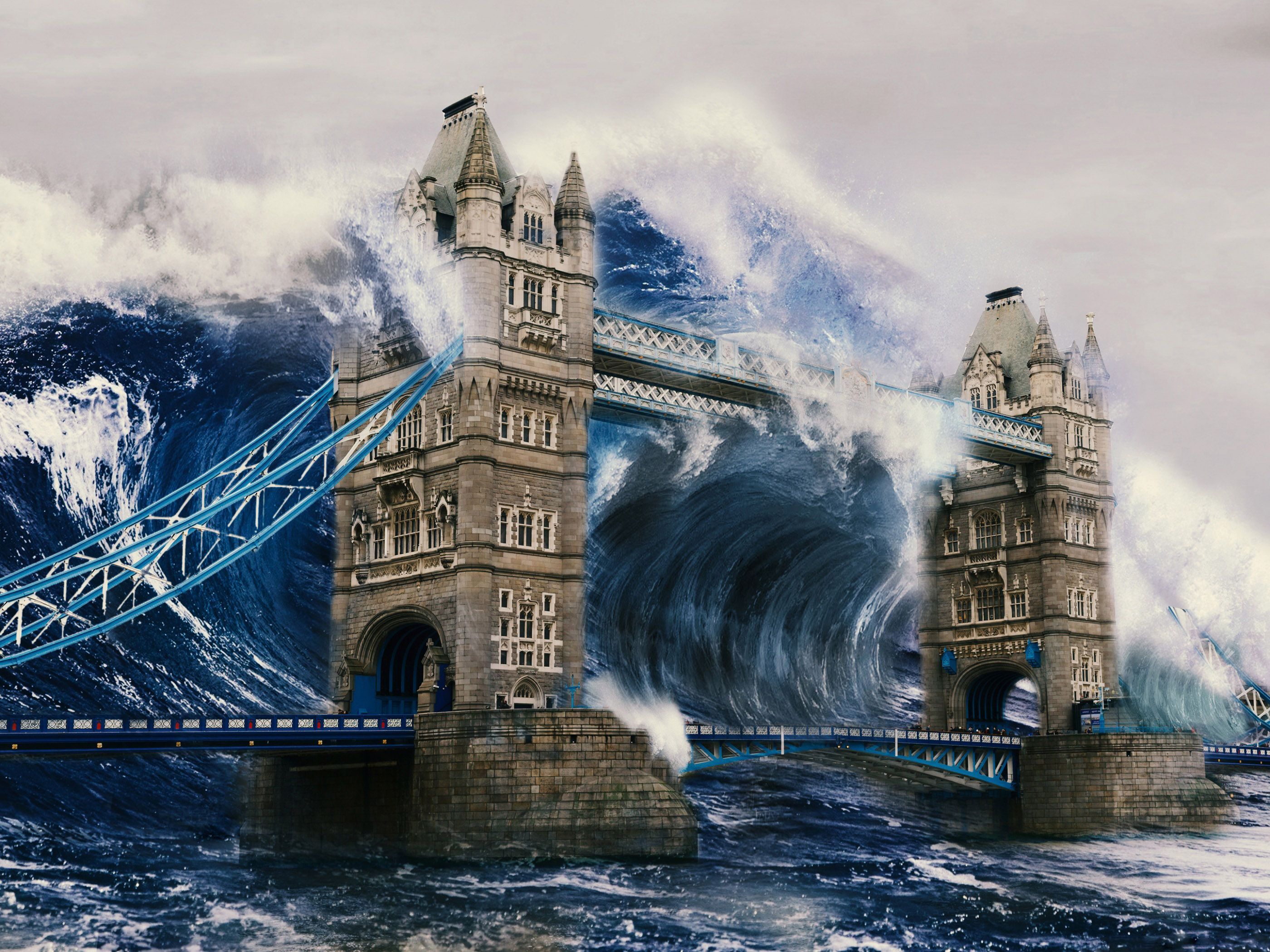 Tower Bridge Hit By Huge Wave Wallpaper