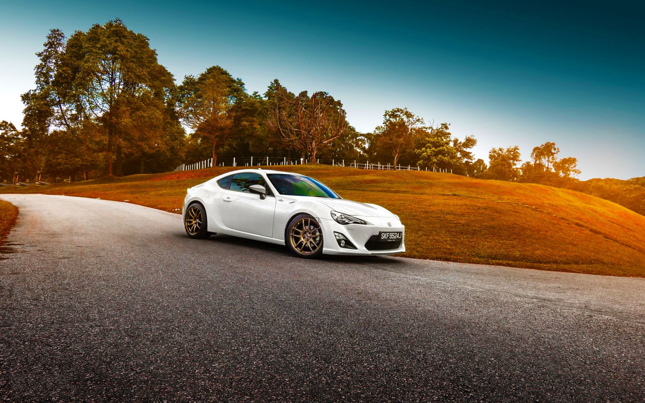 HD Background Toyota GT 86 White Color Grass Sunset Car Wallpaper ...