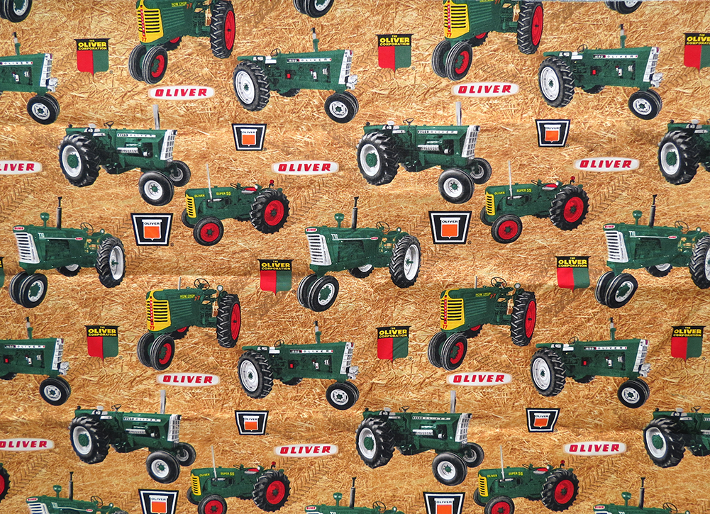 Oliver Tractors On Brown Background Pillow Panel 100 Cotton Fabric
