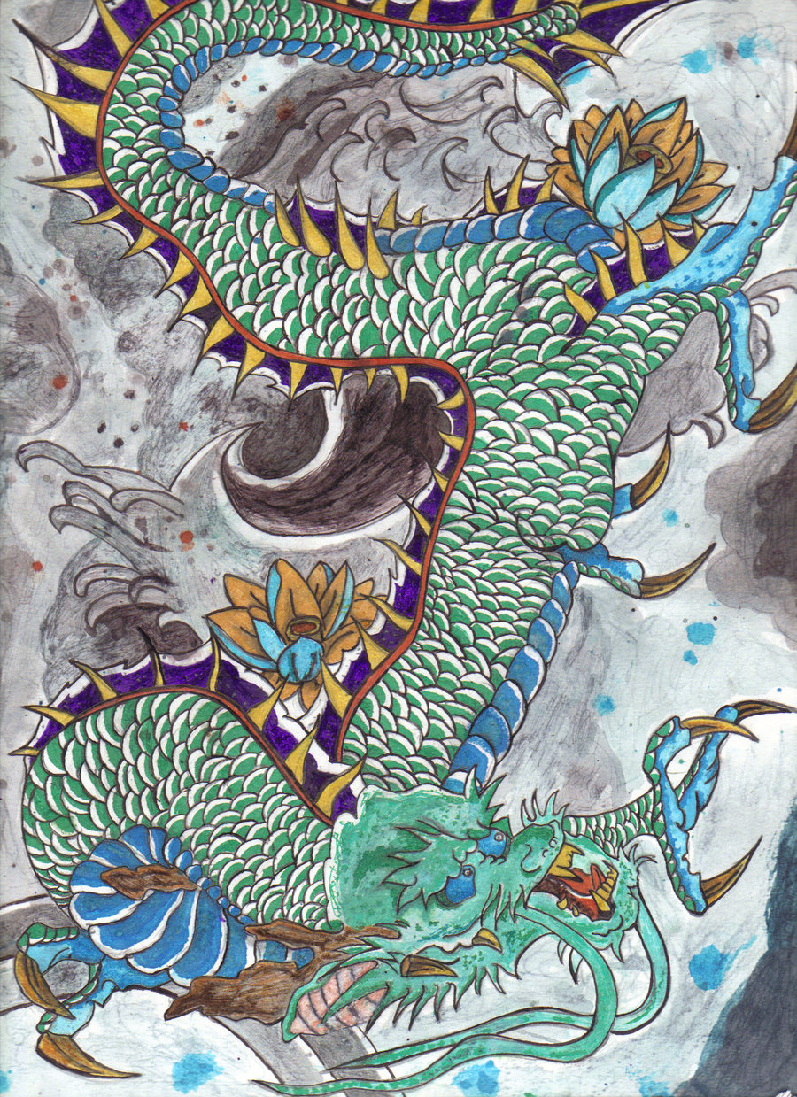 Jestingstock.com Traditional Japanese Art Wallpaper Dragon