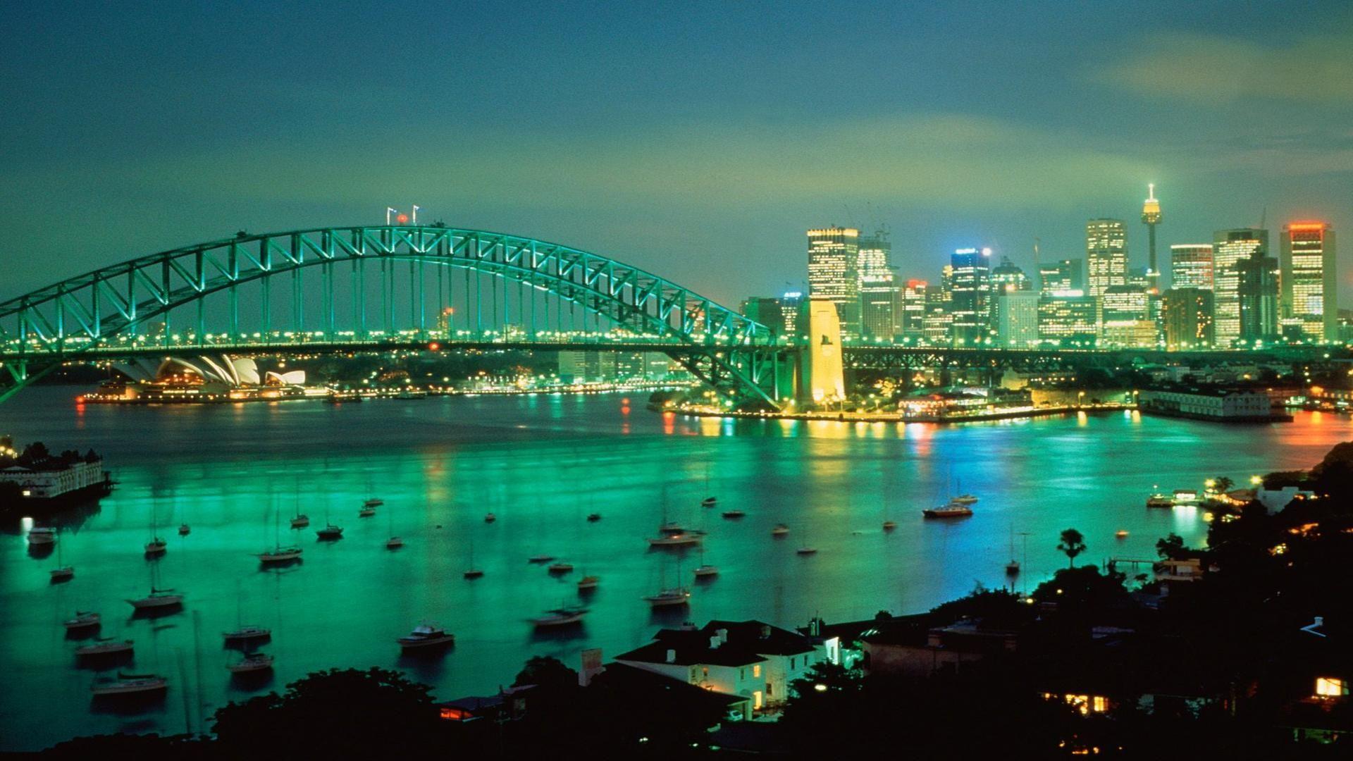 Sydney harbor at dusk Australia travel free desktop background