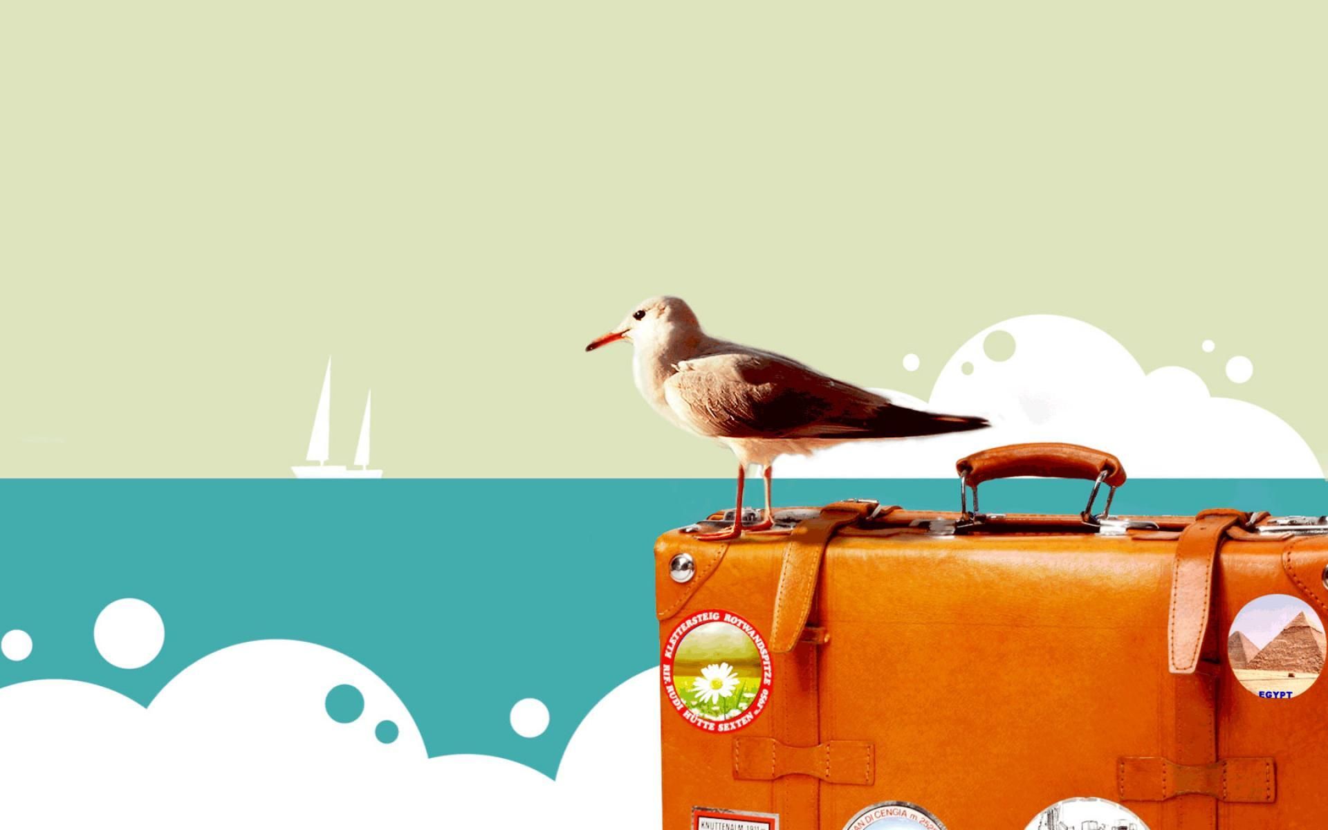 Happy Bird Travel Art Wallpaper