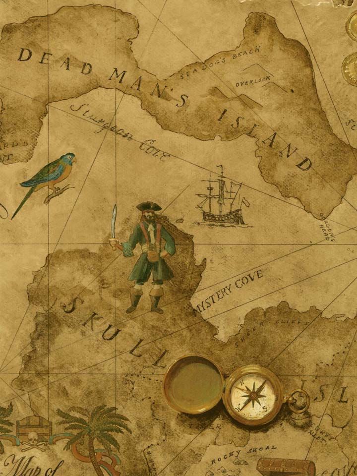 Download Vintage Pirate Treasure Map Wallpaper Wall Sticker
