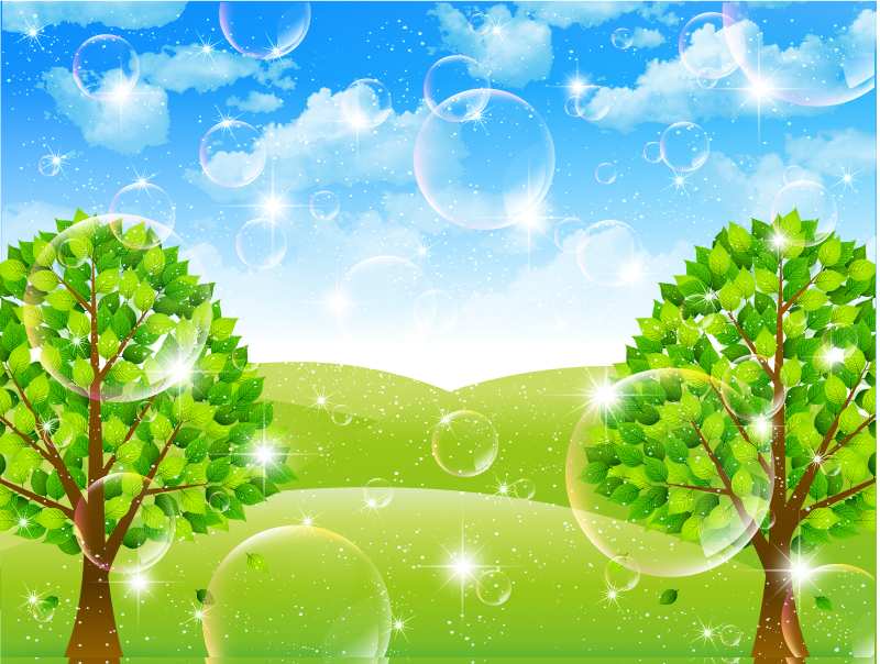 Fantasy Bubbles Tree Background Vector | Free Vector Graphic Download