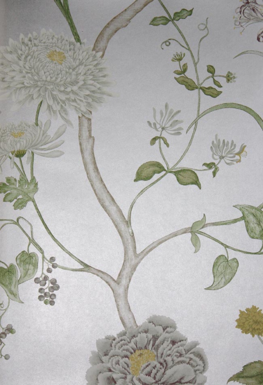 Summer Tree Floral Silver Wallpaper by Sanderson