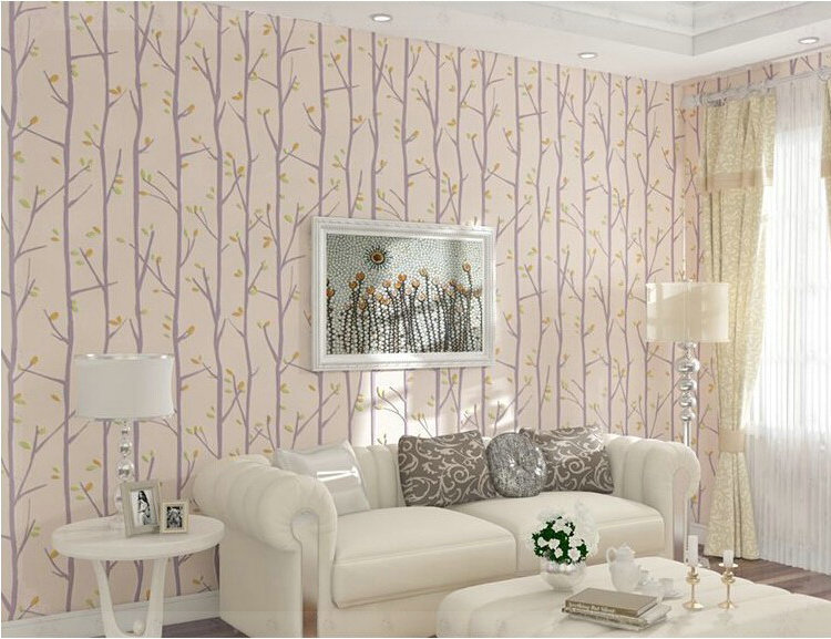 3D Wallpaper For Walls For Kid Bedroom Tree Leaf Design Flocking ...