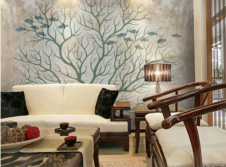 Basin faucet led glass Abstract Tree 3D Wall Mural Wallpaper for