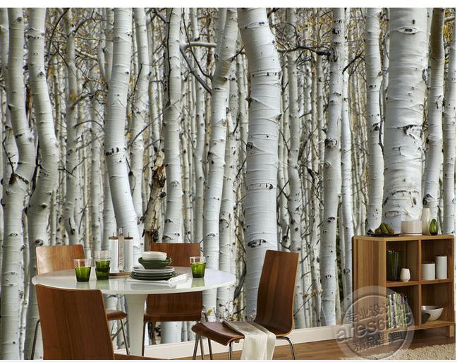 Aliexpress.com : Buy Wall sticker wallpaper White birch trees ...