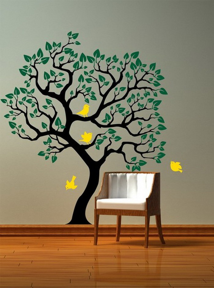 Green Tree Murals in Modern Home - Wallpaper Mural Ideas - 13729