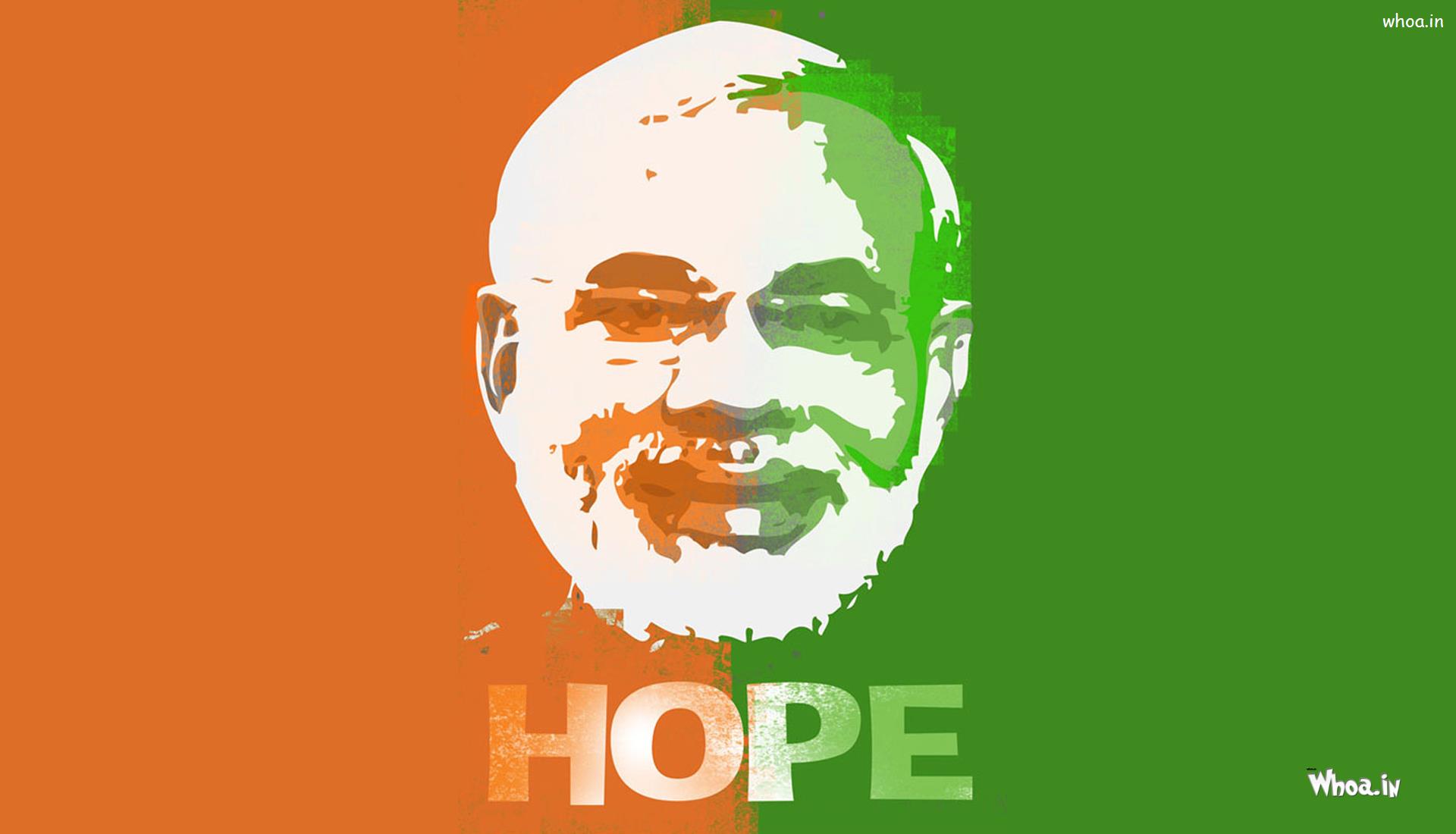 Narendra Modi Hope Tricolor Paper Painting HD Wallpaper