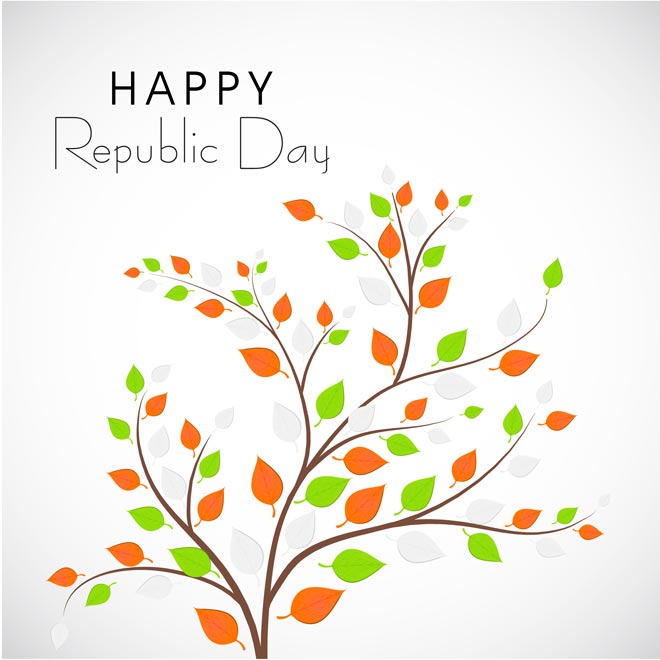 Free Vector Beautiful Indian Flag Color Tree Happy Republic Day poster