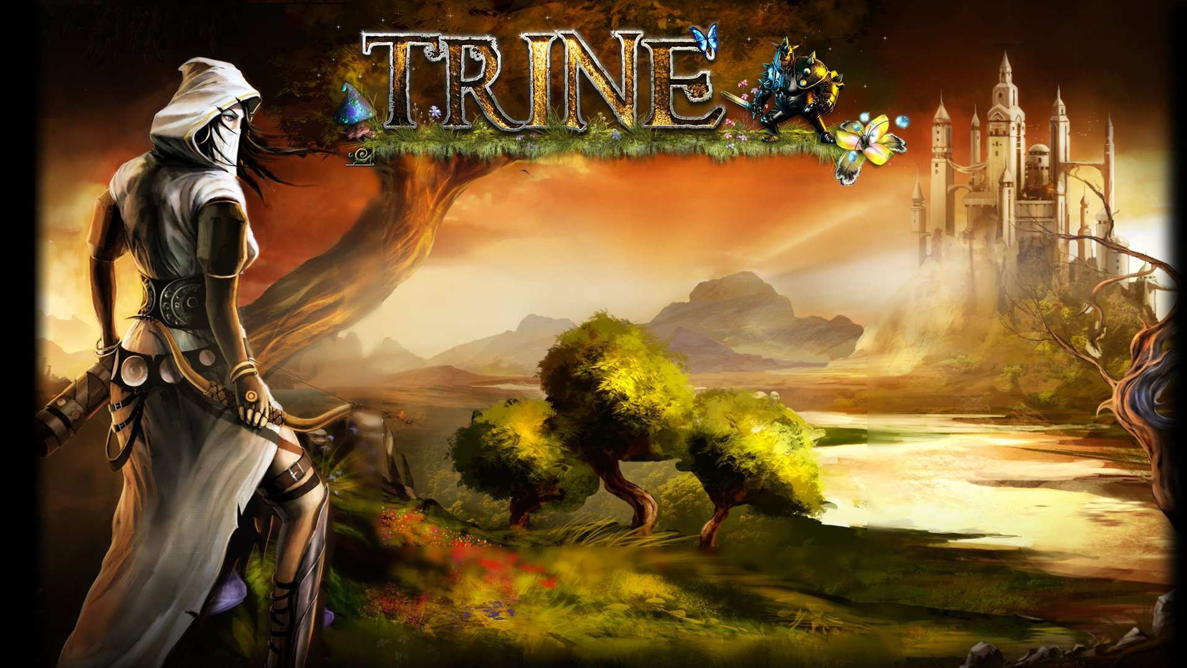 Download Wallpaper 3840x2160 Trine 2, Girl, Bow, Trees, Castle 4K