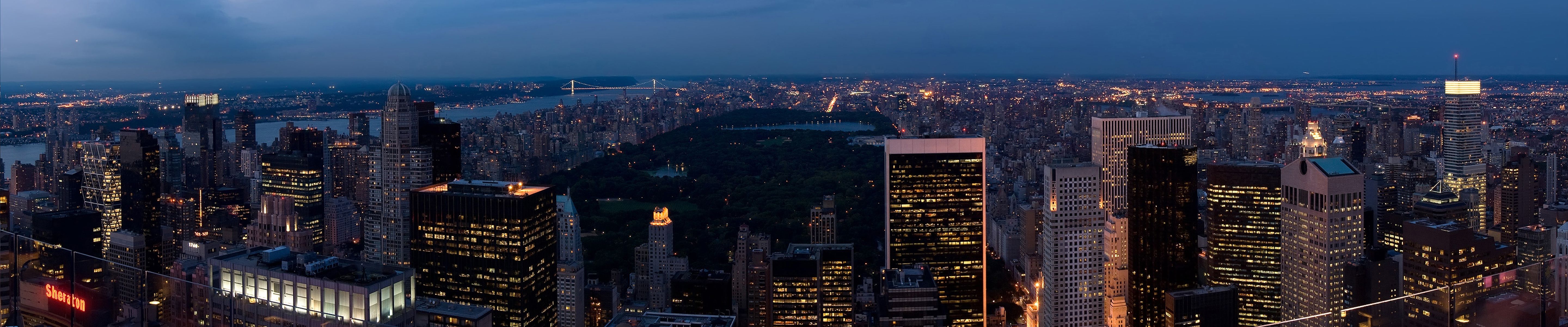 Wallpaper New York City Central Park at night – Triple monitor ...