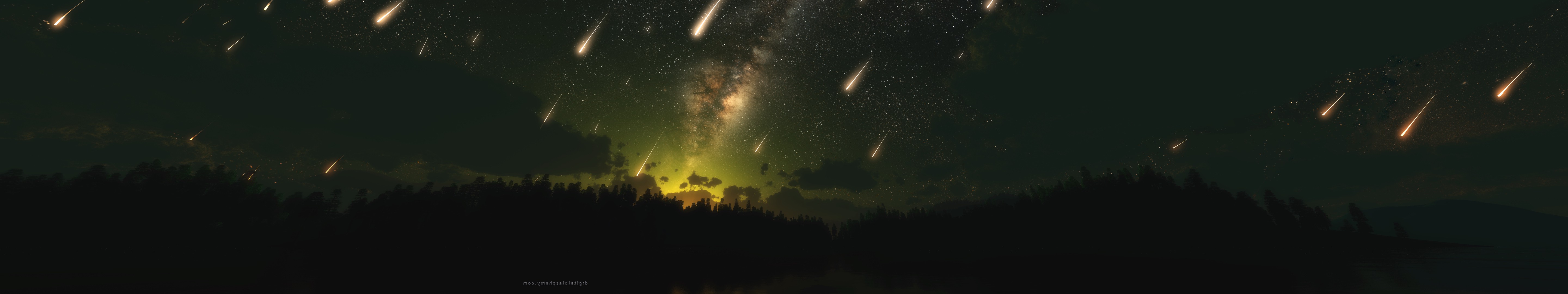 meteors, Shooting Stars, Stars, Sky, Space, Triple Screen ...