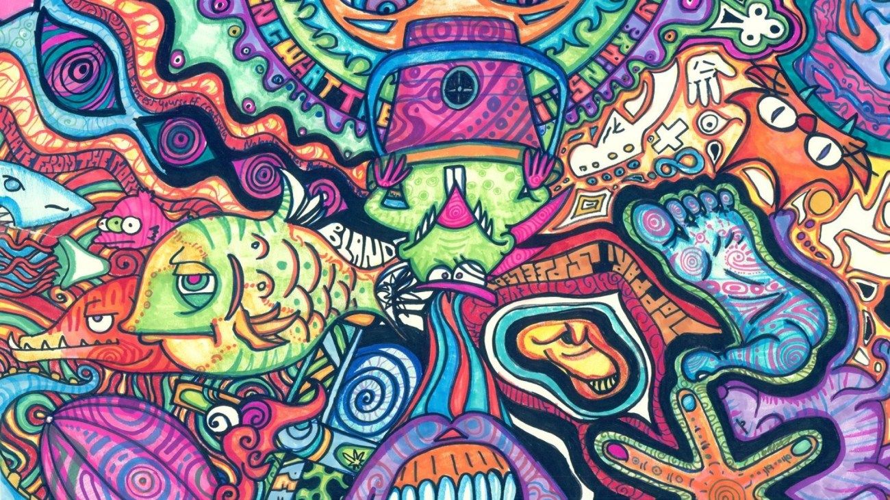 Fish psychedelic trippy art wallpaper