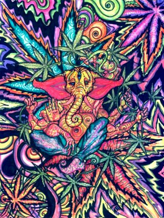 Trippy psychedelic marijuana plant art colorful vibrations | [art ...