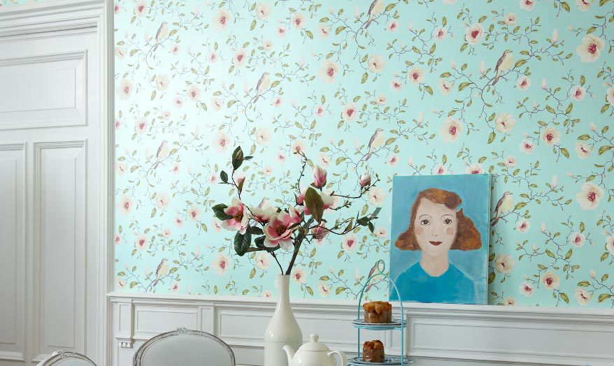 Turquoise wallpaper for aspiring interior designers with self-confid.