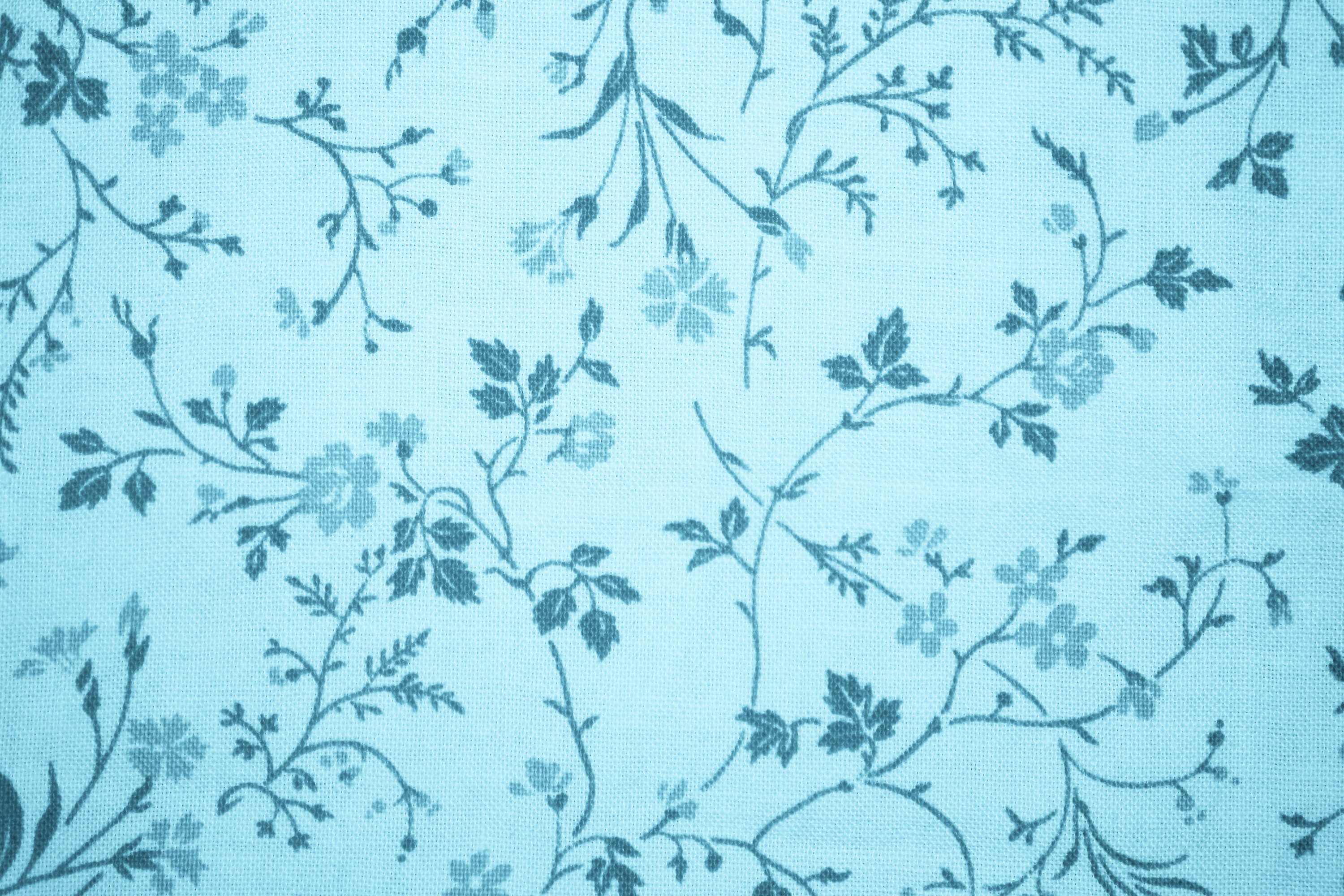 Light Blue Floral Print Fabric Texture Picture Free Photograph