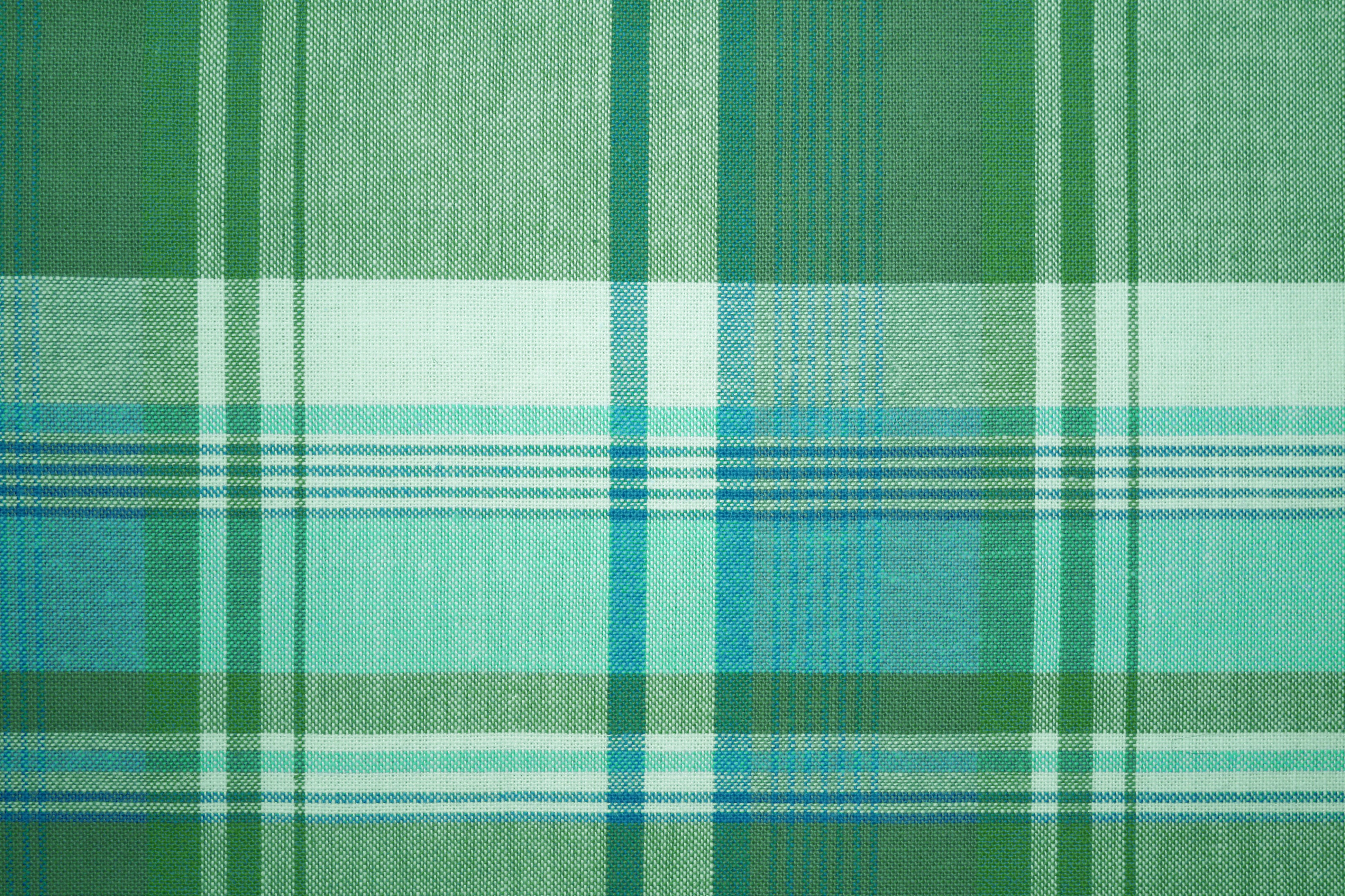 Green and Turquoise Plaid Fabric Texture Picture Free Photograph
