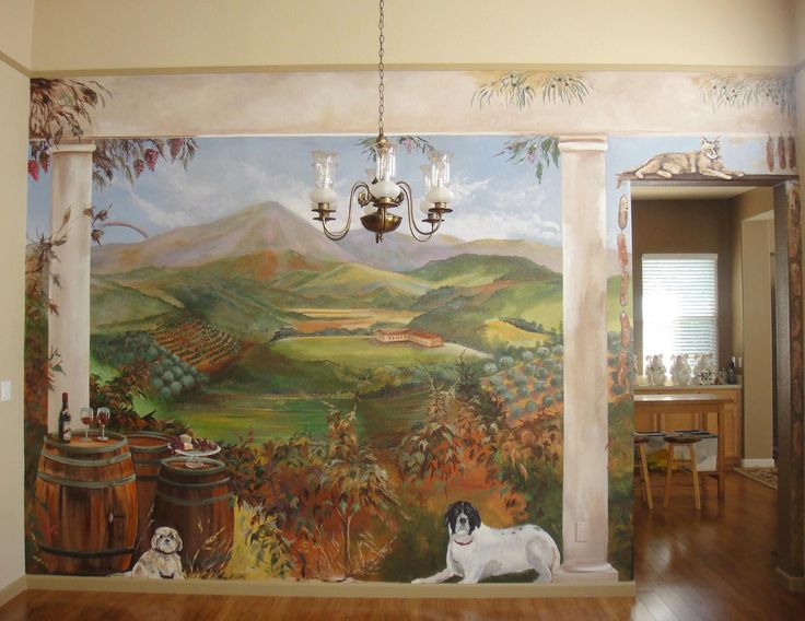 Tuscan wall murals area Mural Artist, Marion Hatcher, paints 3D