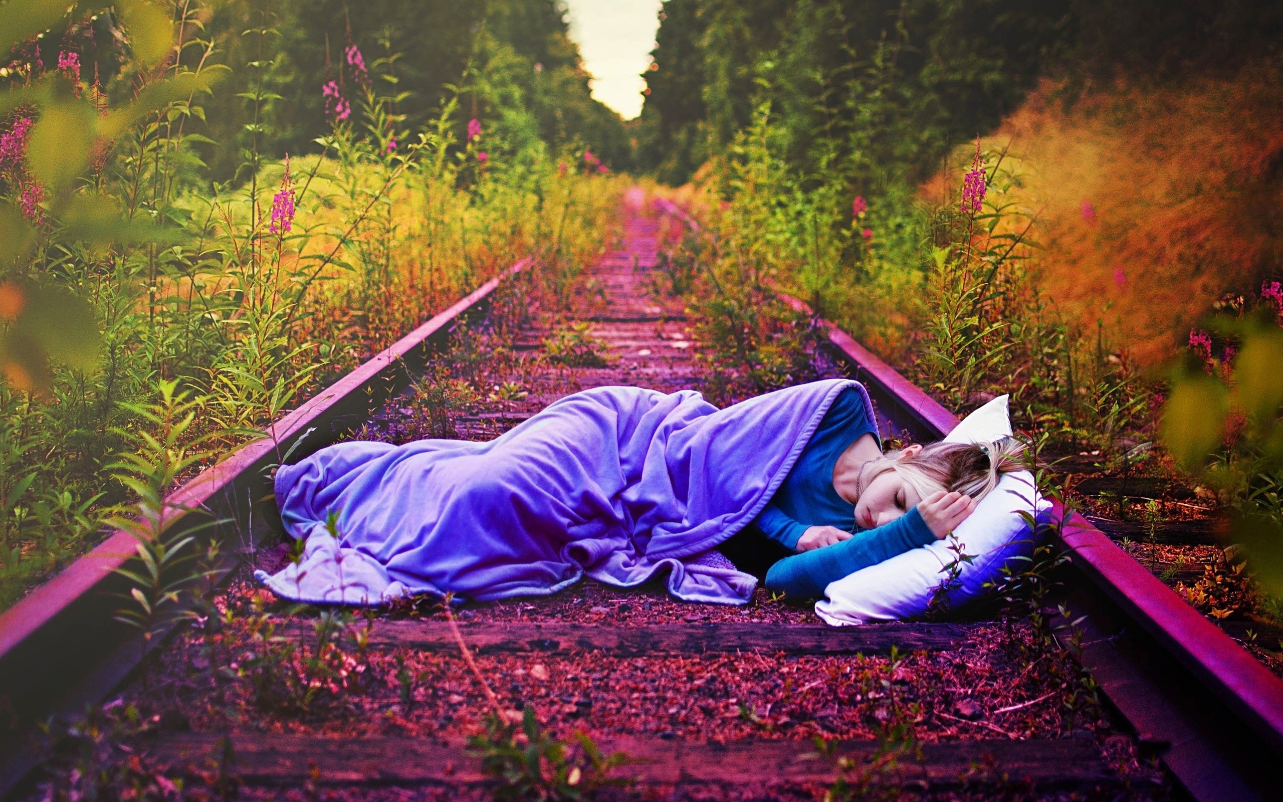 Dream Girl on Train Road Plants hd wallpapers | Only hd wallpapers