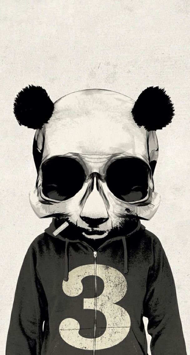 B&W. Panda. Skull. iPhone. Wallpaper. P H O N E Pinterest