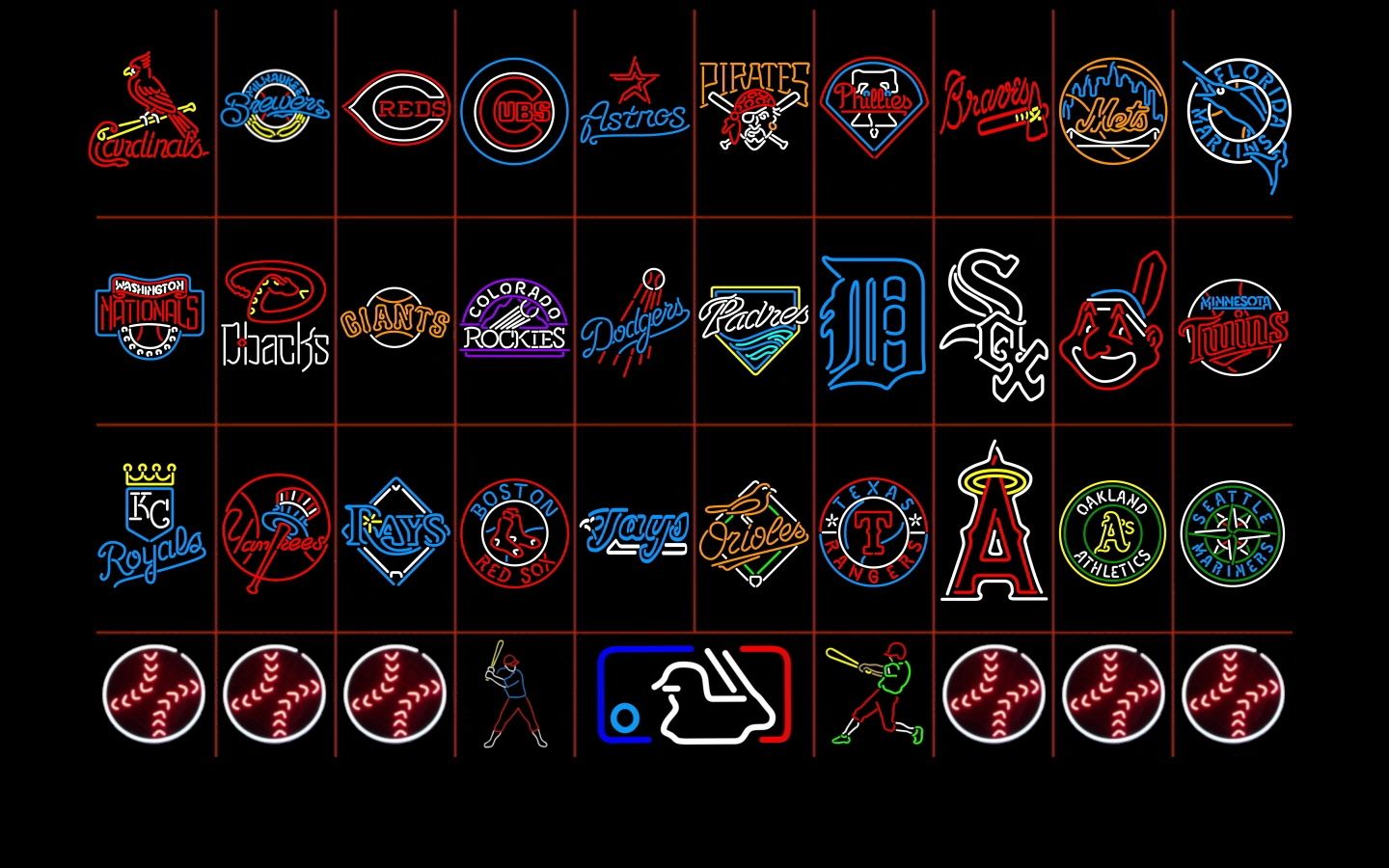HD MLB Neon Logos Desktop Wallpapers - Ventube.Com - Blue Wallpaper