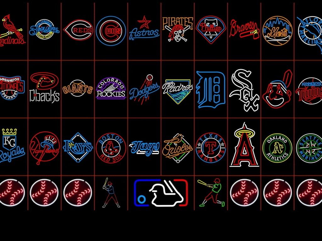 HD MLB Neon Logos Desktop Wallpapers - Ventube.Com - Blue Wallpaper