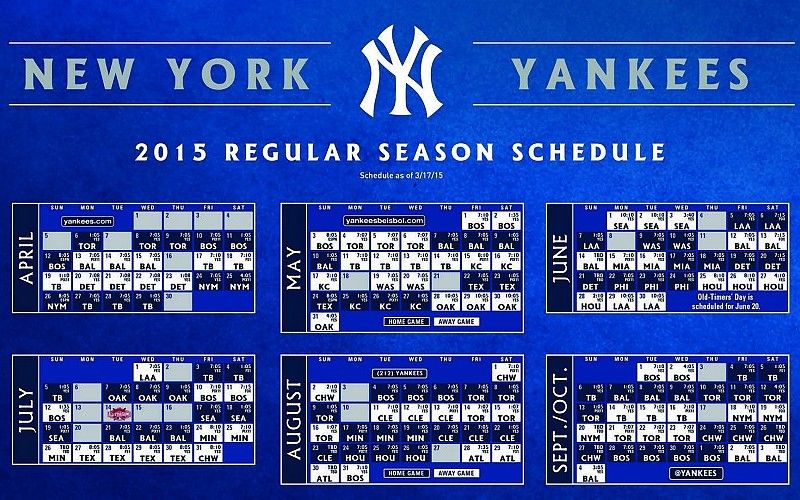 New York Yankees 2015 MLB Season Schedule Wallpaper free desktop