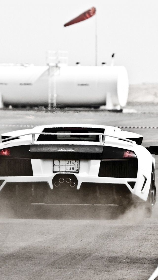 640x1136 White Lamborghini Murcielago on the Track Iphone 5 wallpaper