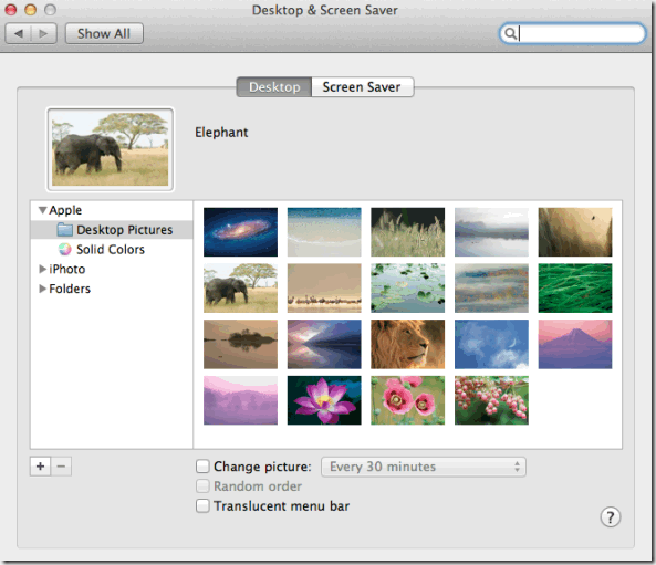 OS X Lion Customize Desktop Background, Run Wallpaper Slideshow