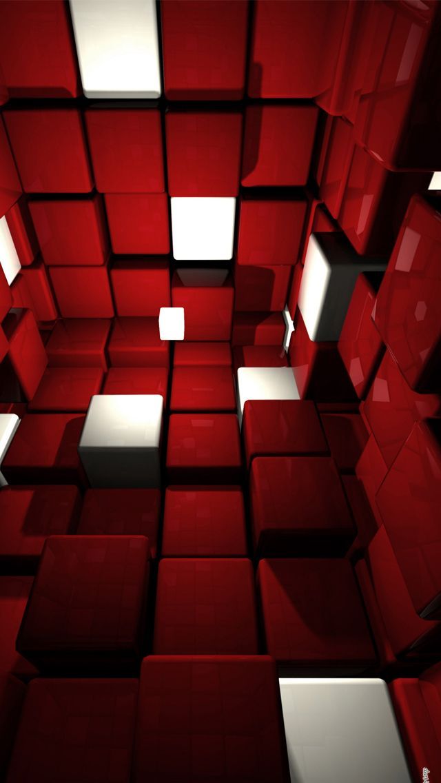 Red and White Cube Room 3D iPhone 5s Wallpaper Download | iPhone ...