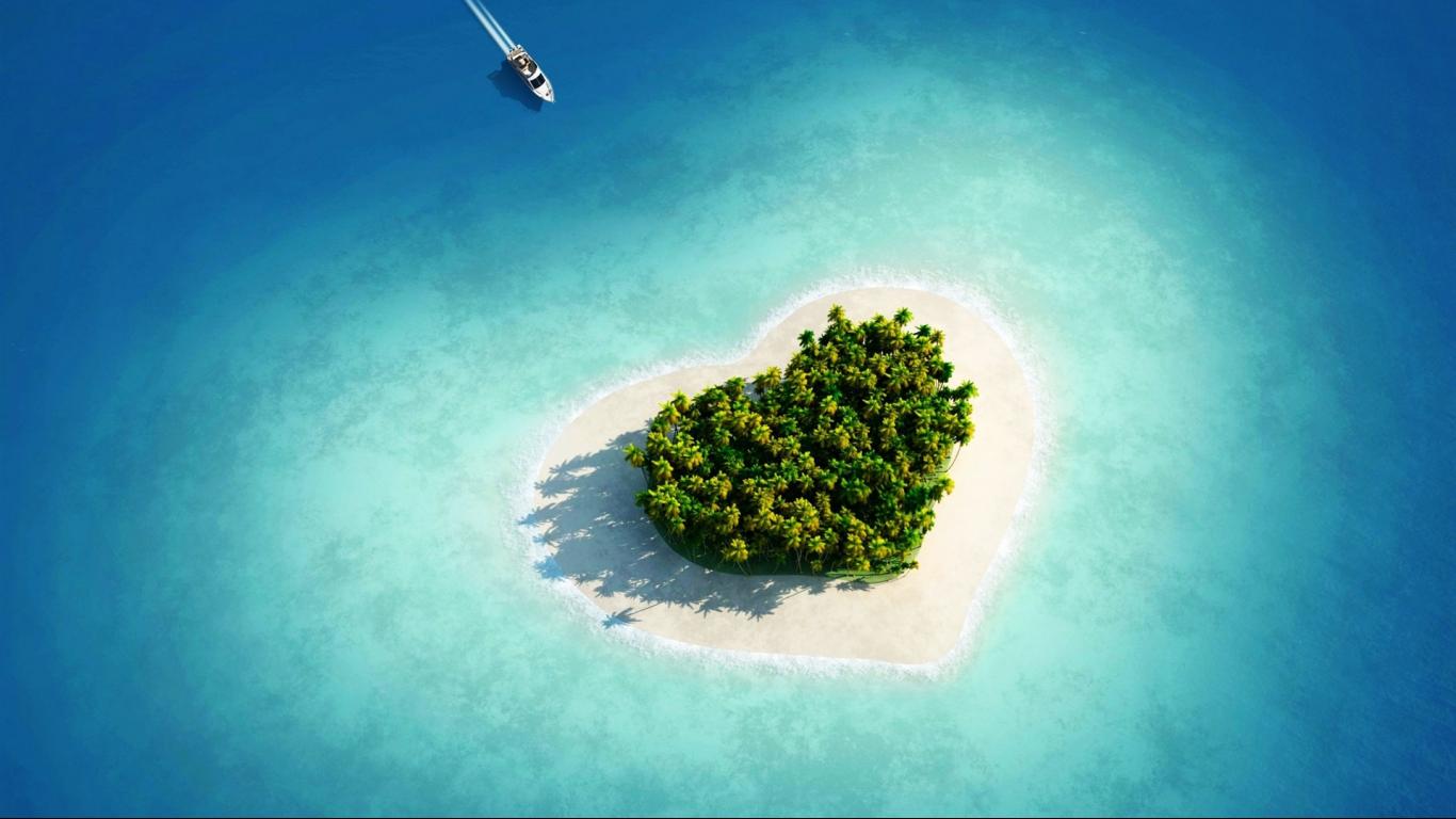 Romantic heart shaped island hd wallpaper backgrounds
