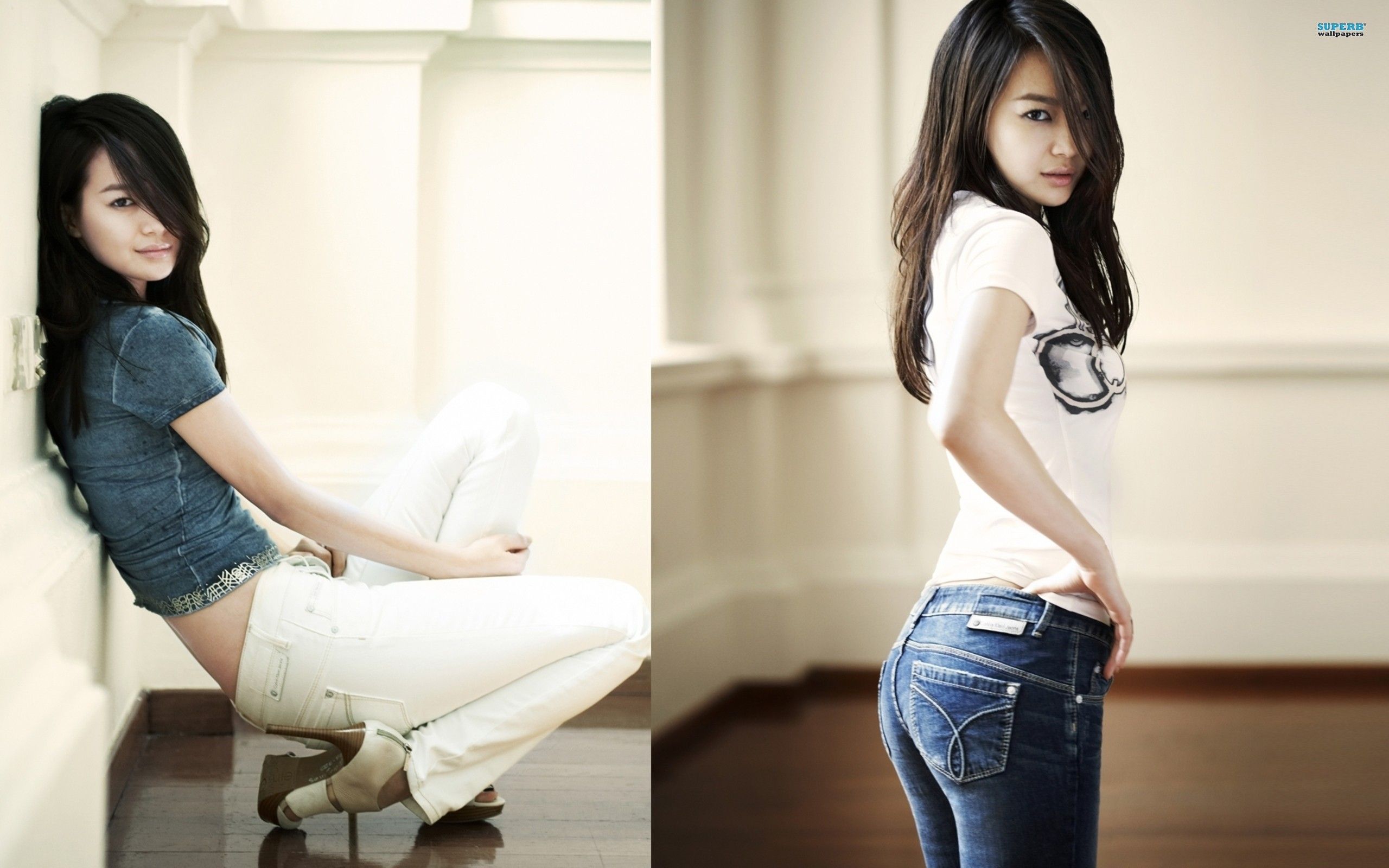 Women, models, shin min ah, Korean, potraits, jeans, Min Ah
