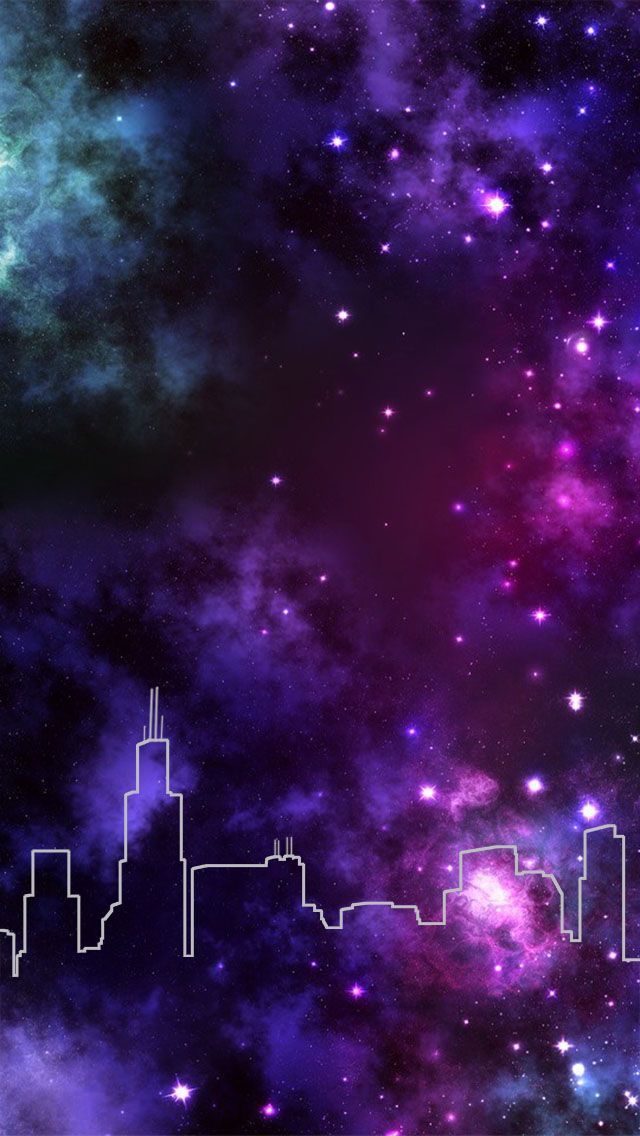 Chicago Skyline Space iPhone 5 Wallpaper 640x1136
