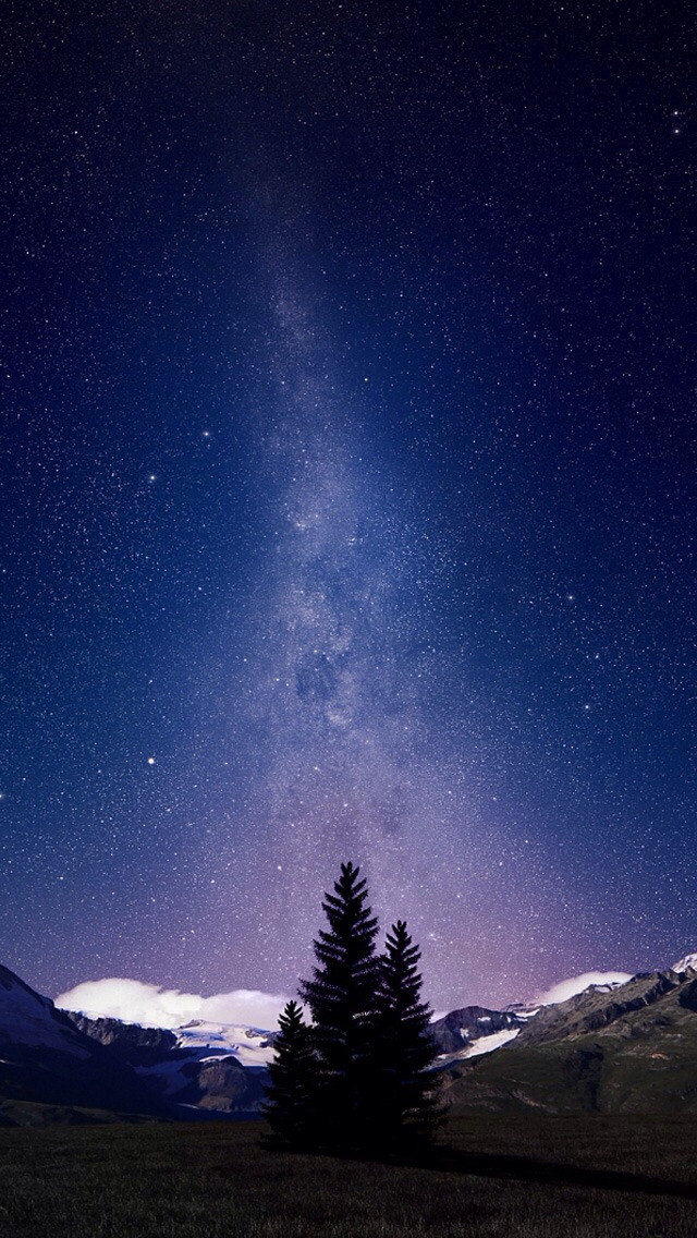 Iphone Wallpapers HD Awesome Milky Way And Mountains Tree iPhone 5