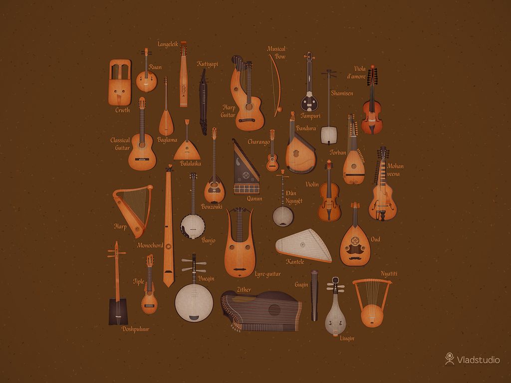 String Musical Instruments · Desktop wallpapers · Vladstudio