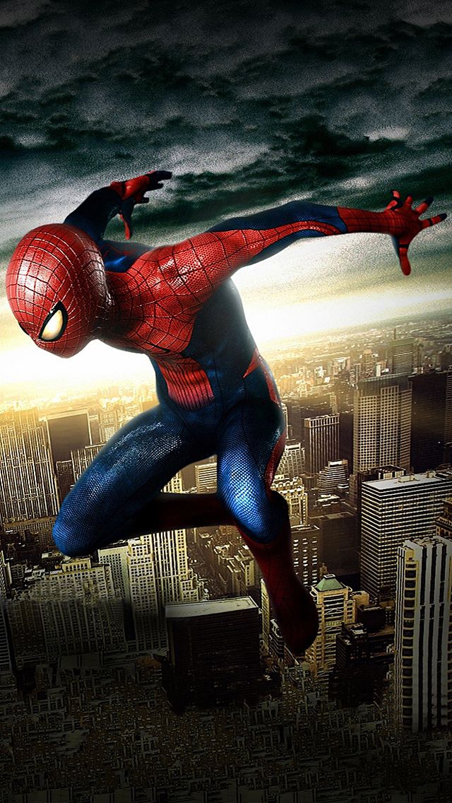 Spiderman in the air iPhone 5 Wallpaper 640x1136