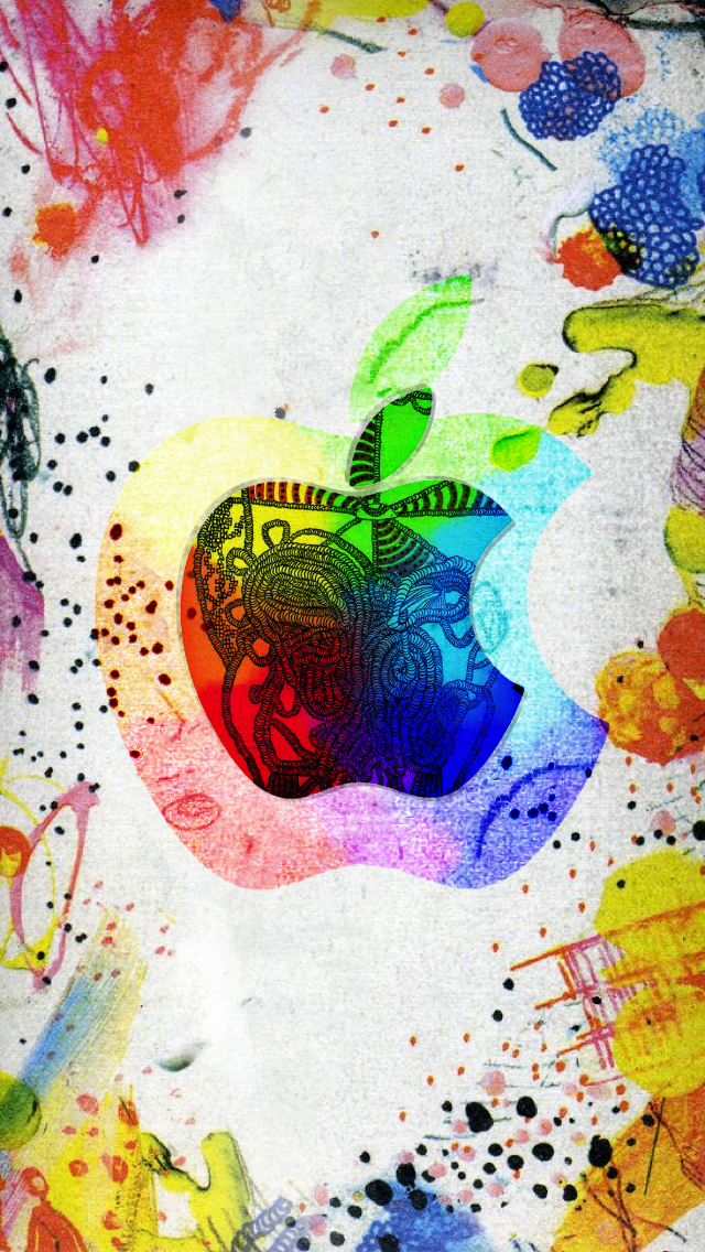 Colorful Apple Logo Drawing iPhone 5 Wallpaper / iPod Wallpaper HD ...