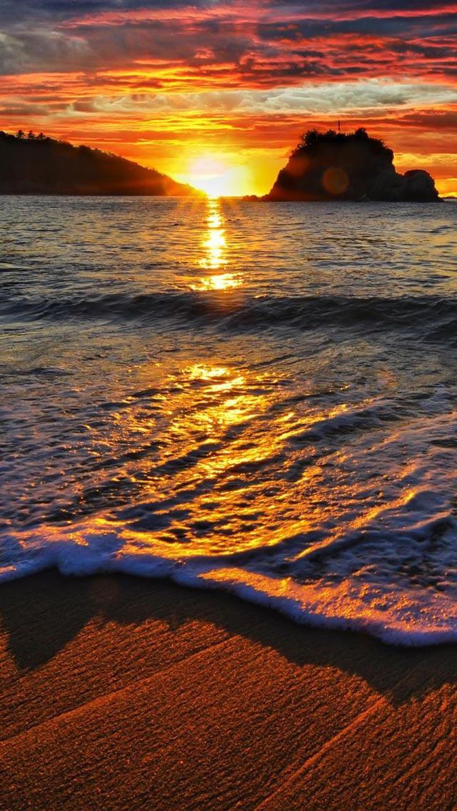 Free Download Ocean Beach Sunset HD iPhone 5 Wallpapers - Part Two