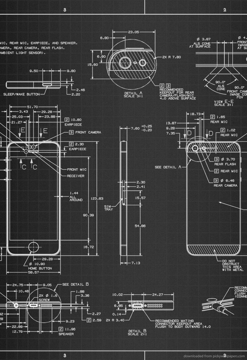 Download Apple iPhone 5 Blueprint Screensaver For Amazon Kindle DX