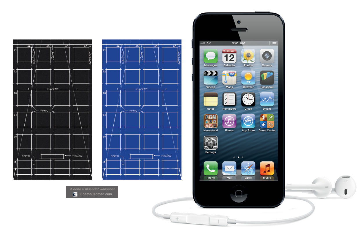 iPhone 5 Blueprint Wallpaper [download] | Obama Pacman