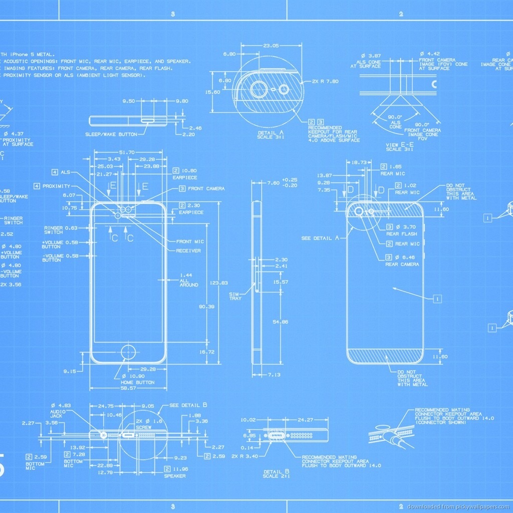 Download Apple iPhone 5 Blueprint Wallpaper For iPad 2