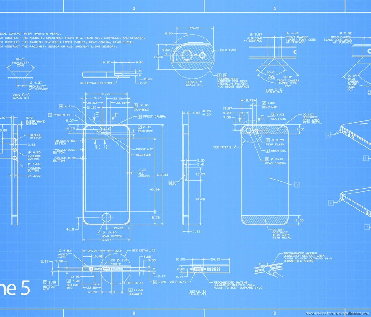 Download Apple iPhone 5 Blueprint Wallpaper For Samsung Galaxy Tab