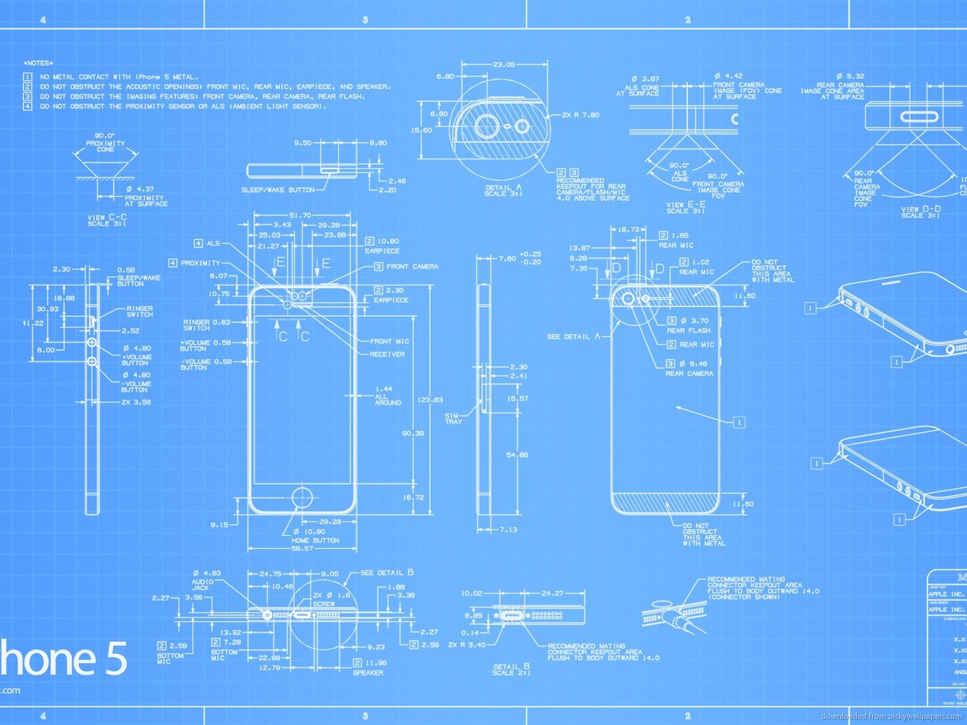 Download 1400x1050 Apple iPhone 5 Blueprint Wallpaper